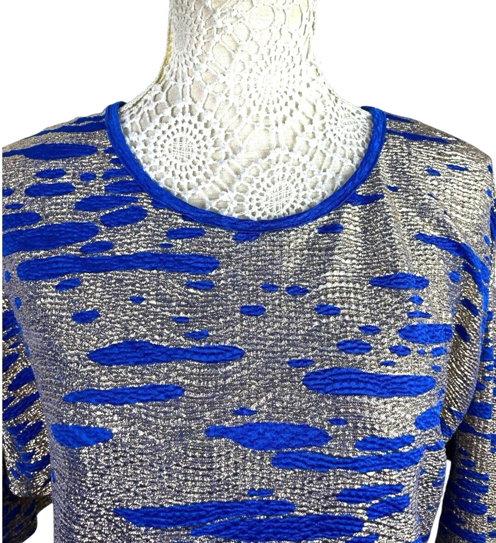 ASOS Blue & Gold Shimmer T-shirt Mini Dress Oversized Women’s UK Size 6