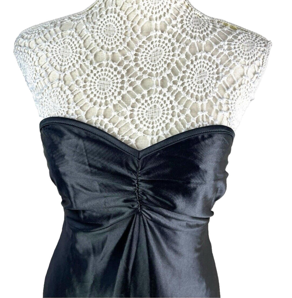 Glamour Black Satin Strapless Ballgown Dress Backless Maxi Women’s UK Size 10