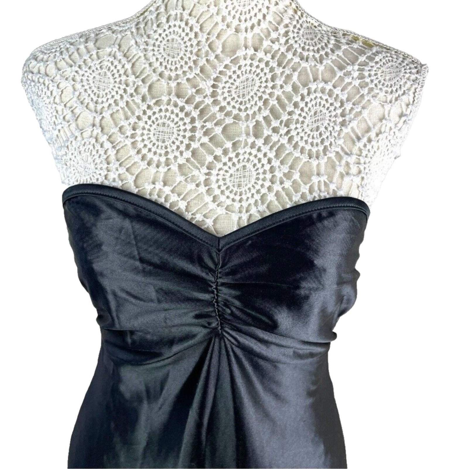 Glamour Black Satin Strapless Ballgown Dress Backless Maxi Women’s UK Size 10