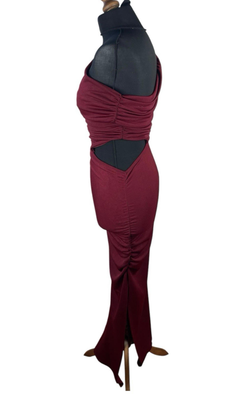 Boohoo Asymmetric-Neck Maxi Dress Women’s UK Size 8 One Shoulder Draped Red