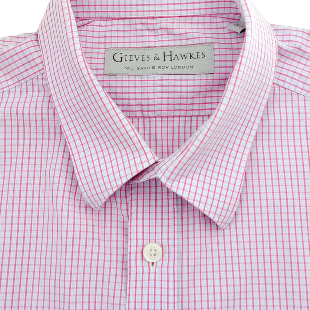 Gieves & Hawkes Pink Check Long Sleeve Shirt Men's UK Size M 37" Chest