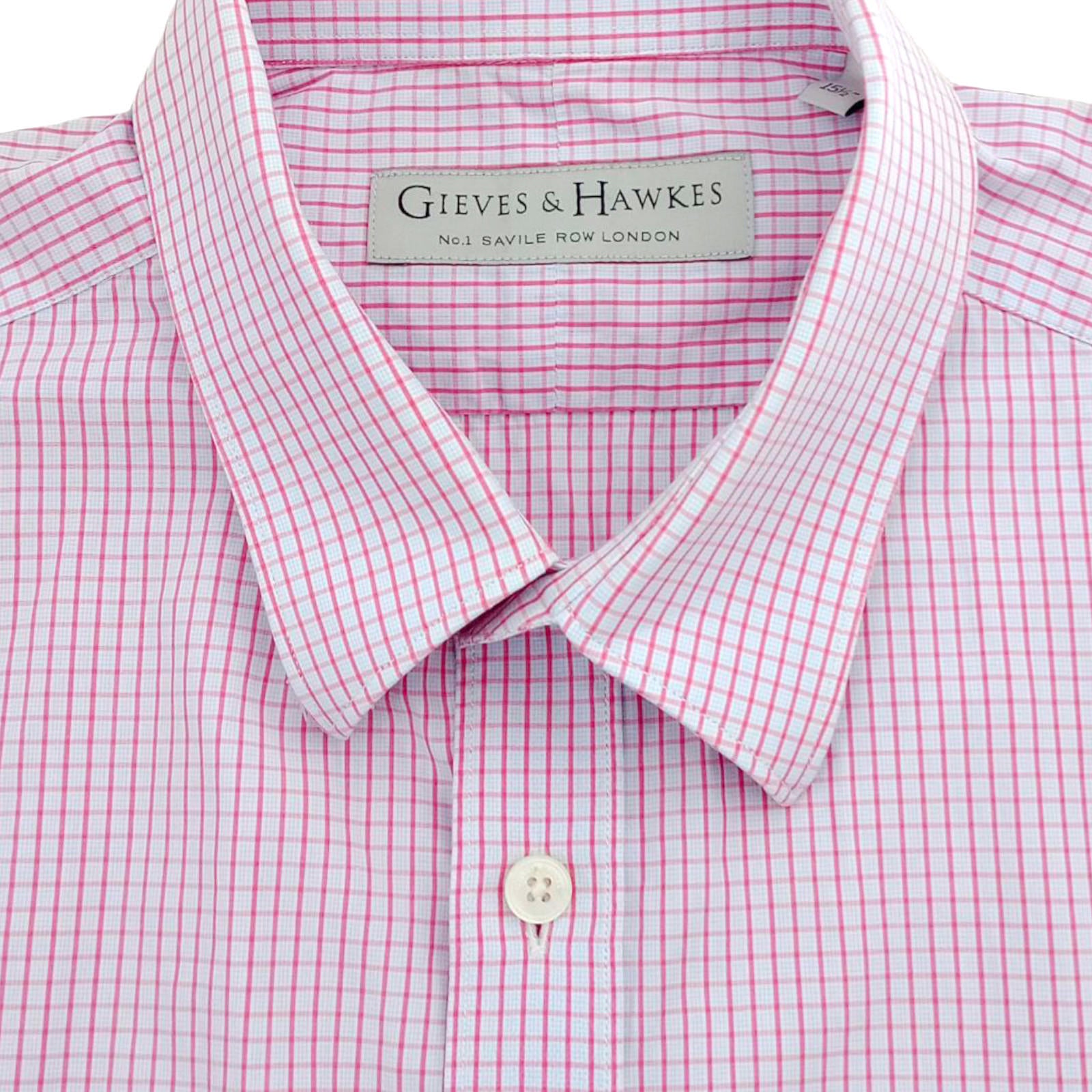 Gieves & Hawkes Pink Check Long Sleeve Shirt Men's UK Size M 37" Chest