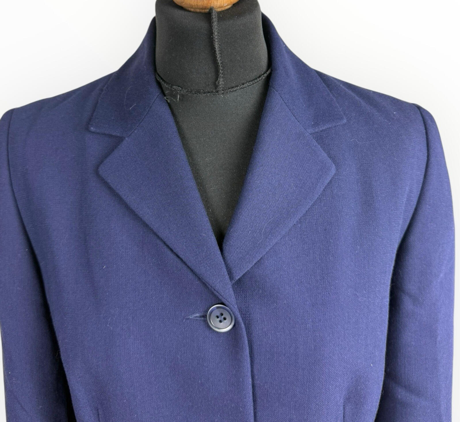 Essentials Blazer Jacket Women’s UK Size 12 Mid Length Navy Blue Collared