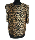 H&M Leopard Print Blouse Women’s UK Size XS Relaxed Fit Puff-Sleeved Lightweight