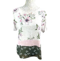 Stradivarius Floral Top Women’s UK Size M Short Sleeve Crew Neck Colour Block