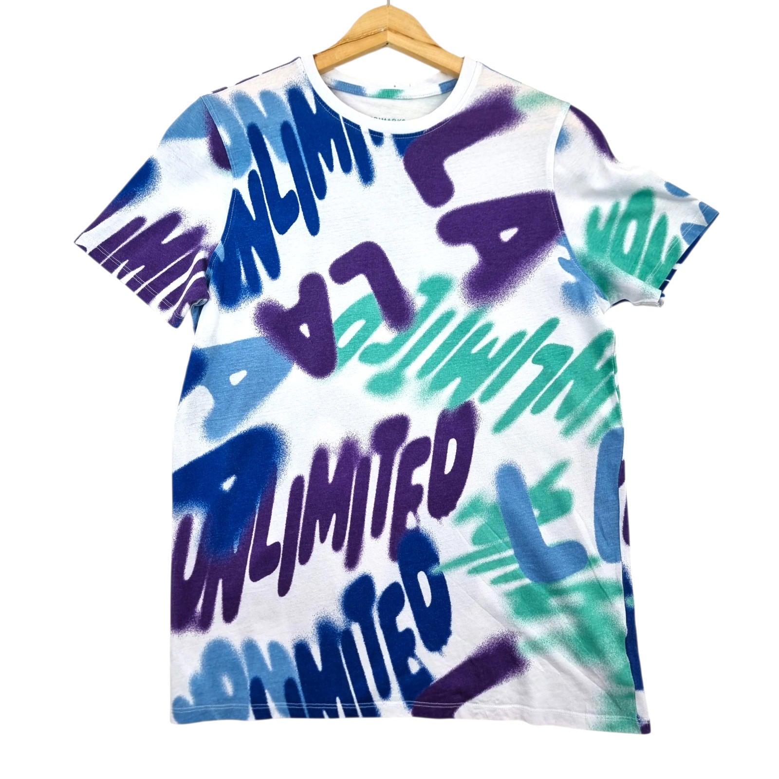 Primark T-Shirt Age 13 - 14 YRS Graphic Print Graffiti Crew Neck Jersey Tee
