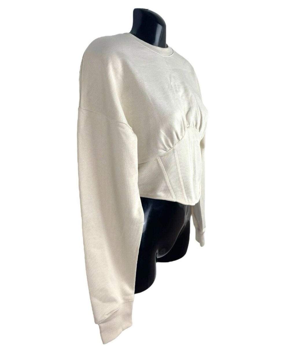 Stradivarius Beige Cropped Sweater Structured Waist Women’s UK Size XS