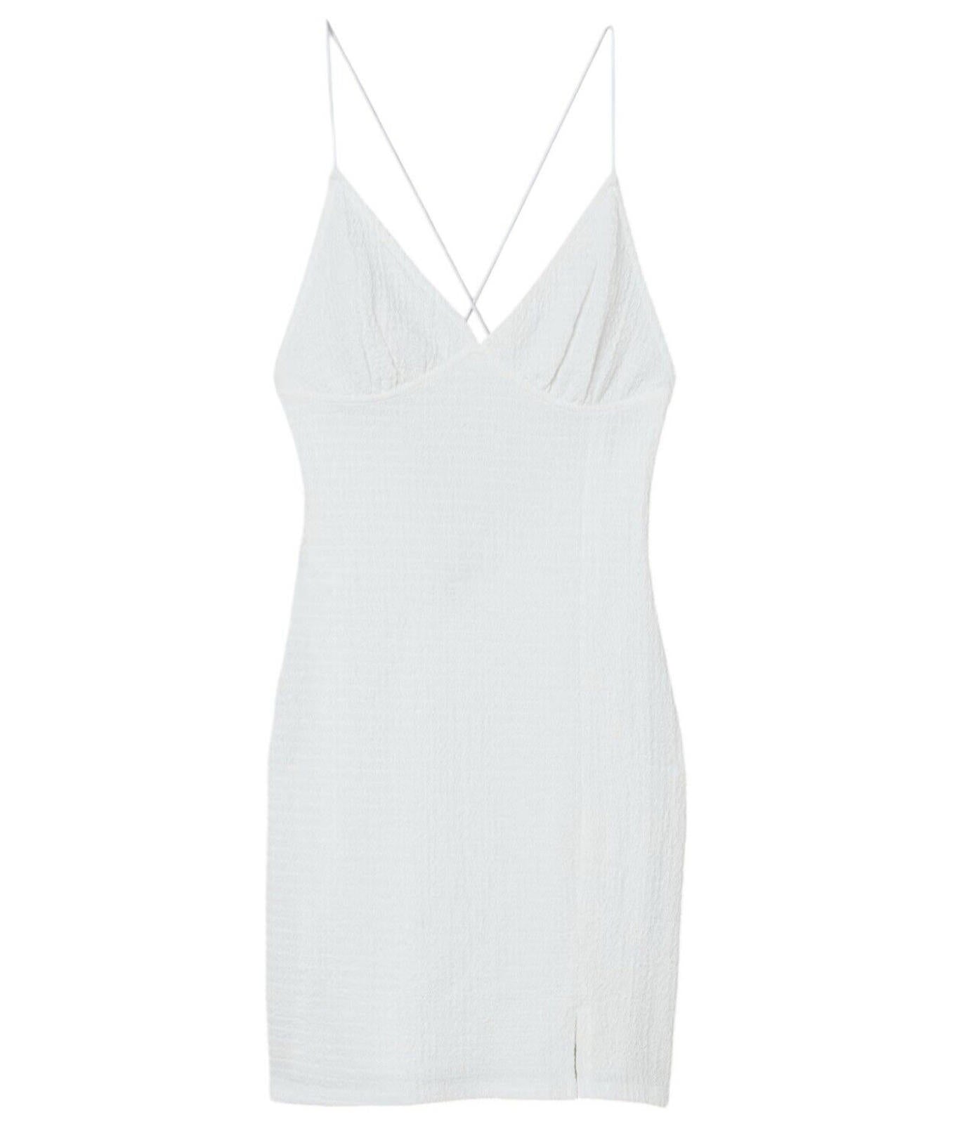 Divided White Textured Bodycon Dress Mini Backless Women’s UK Size XS