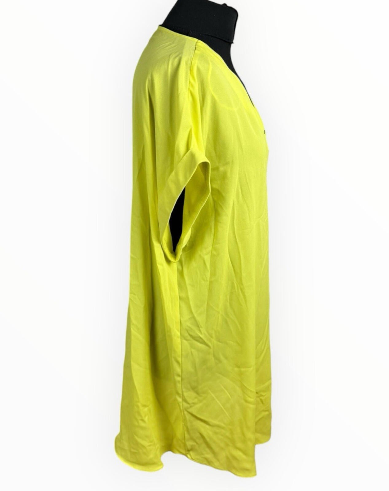 Peacocks T-Shirt Blouse Top Women's UK Size 22 Zip Rayon Front Pocket Yellow