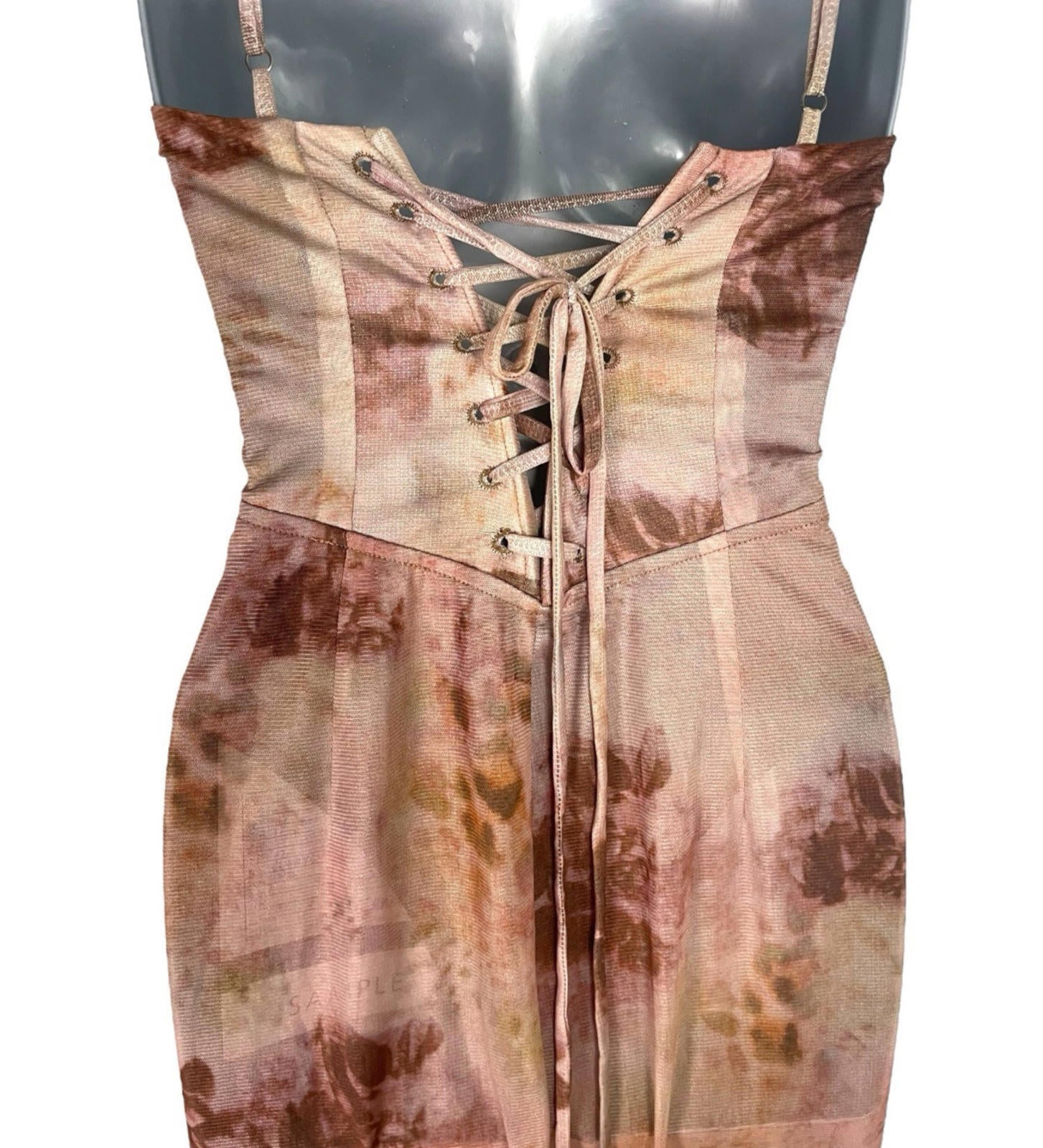 Pretty Little Thing Chiffon Dress Women’s UK Size 10 Floral Cupped Cami Midaxi
