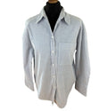 Zara Blue Stripe Shirt Blouse Collared Long Sleeve Distressed Womens UK Size S