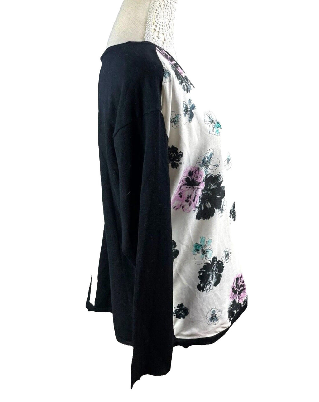Oasis Jumper Chiffon Front Lightweight Floral Print Women’s UK Size M (12)