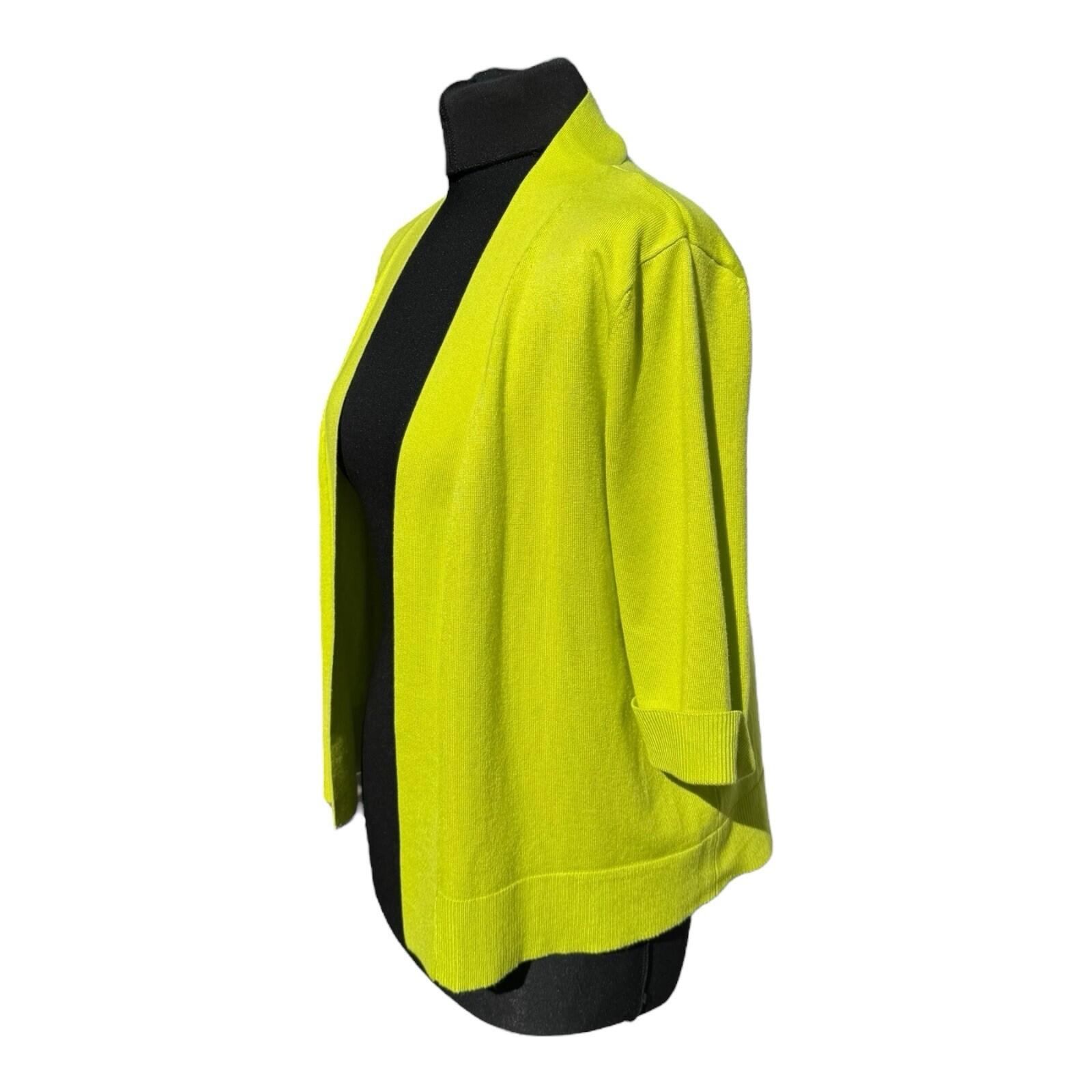 TRU Collection Neon Yellow Cardigan Open Front Women’s UK Size L