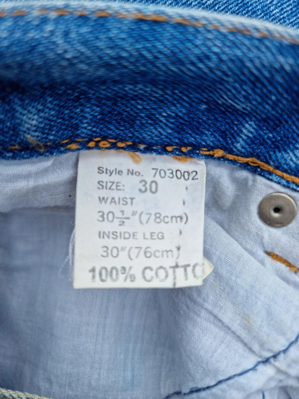 Georgio Rivera Retro Jeans Men's UK Size W30 L30 Blue Denim Straight Leg 90's