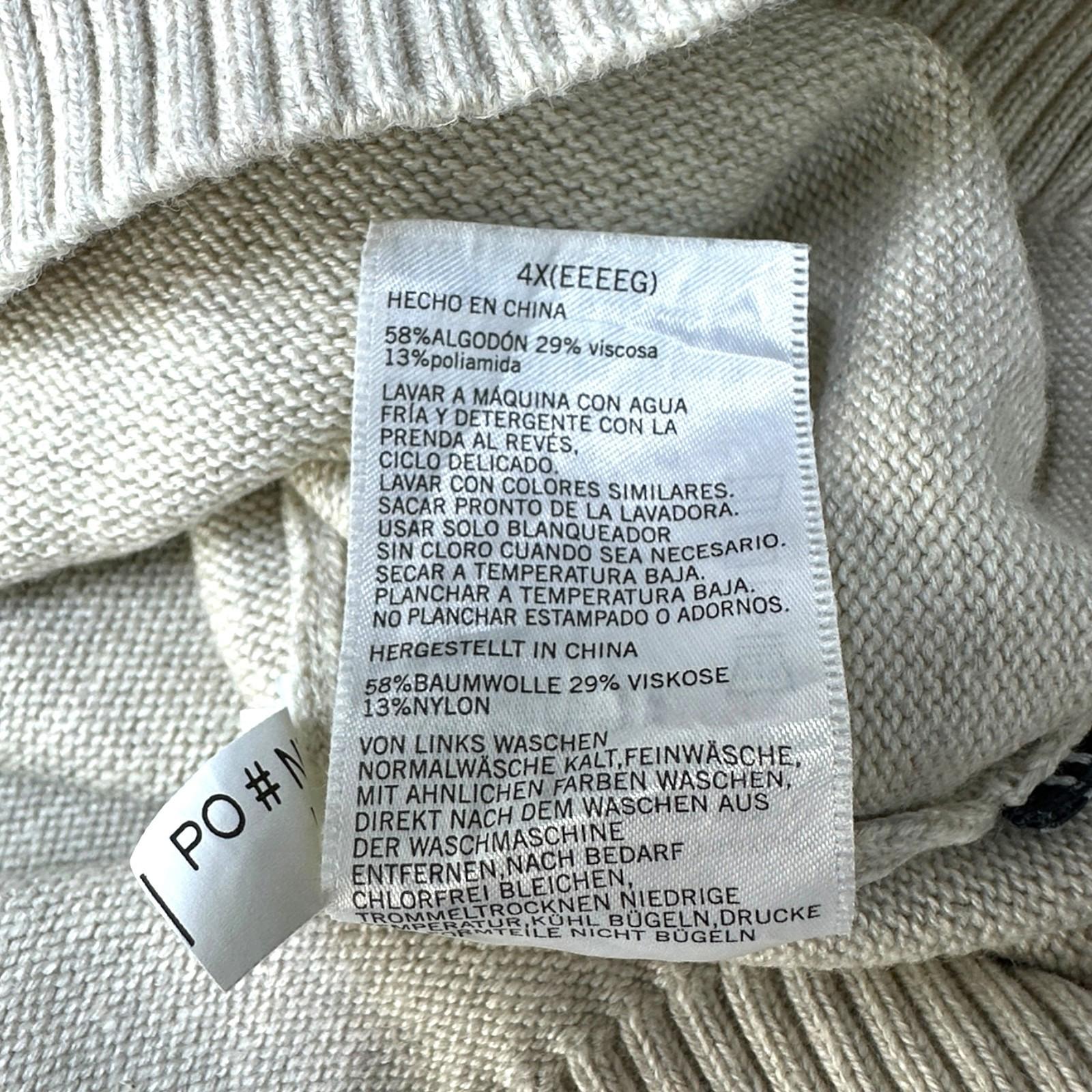 Nautica Knit Jumper Men's UK Size 5XL Beige 100% Cotton Embroidered V-Neck
