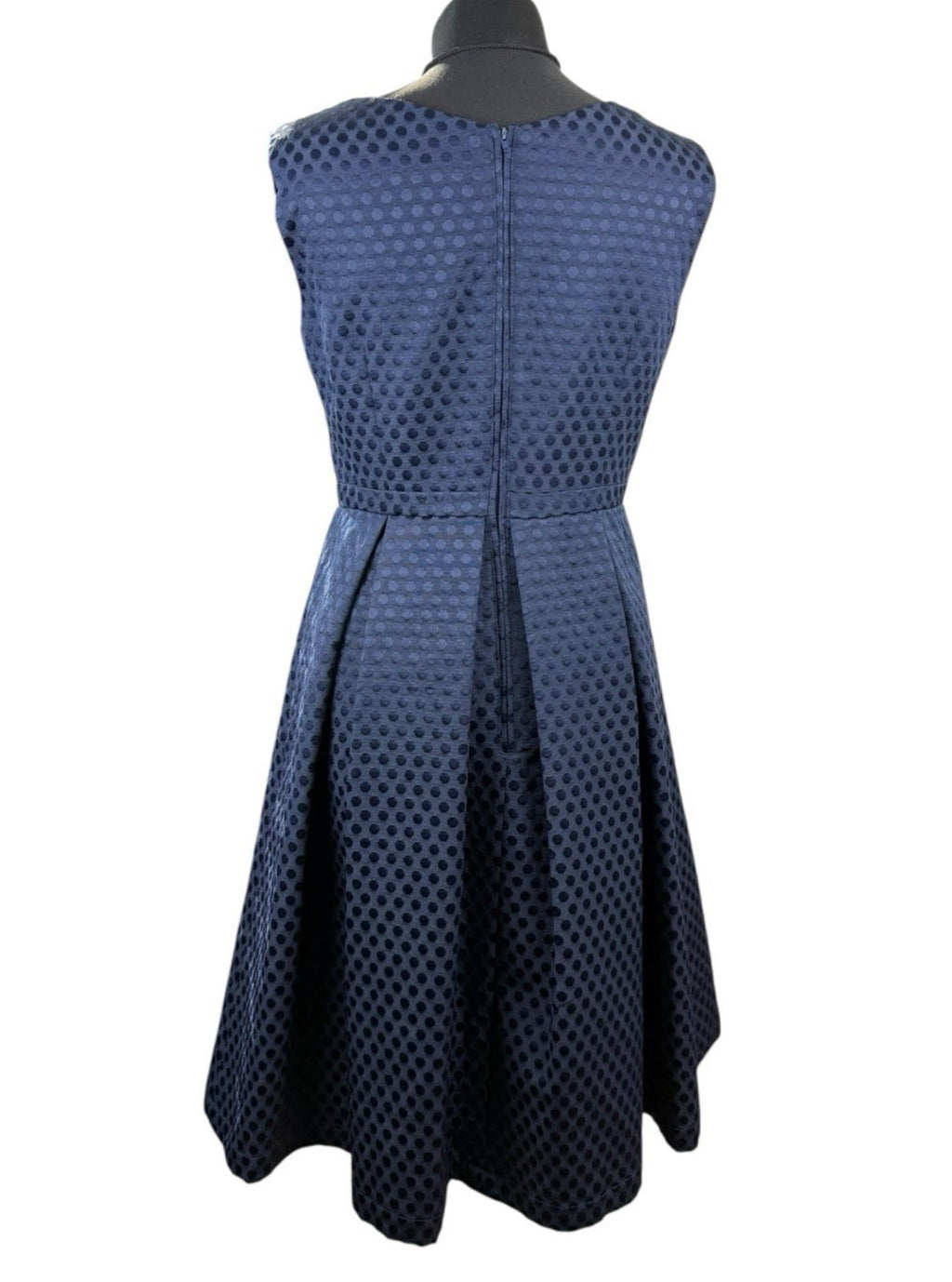 Sixton London Navy A Line Midi Dress Polka Dot Bow Detail Women’s UK Size 12