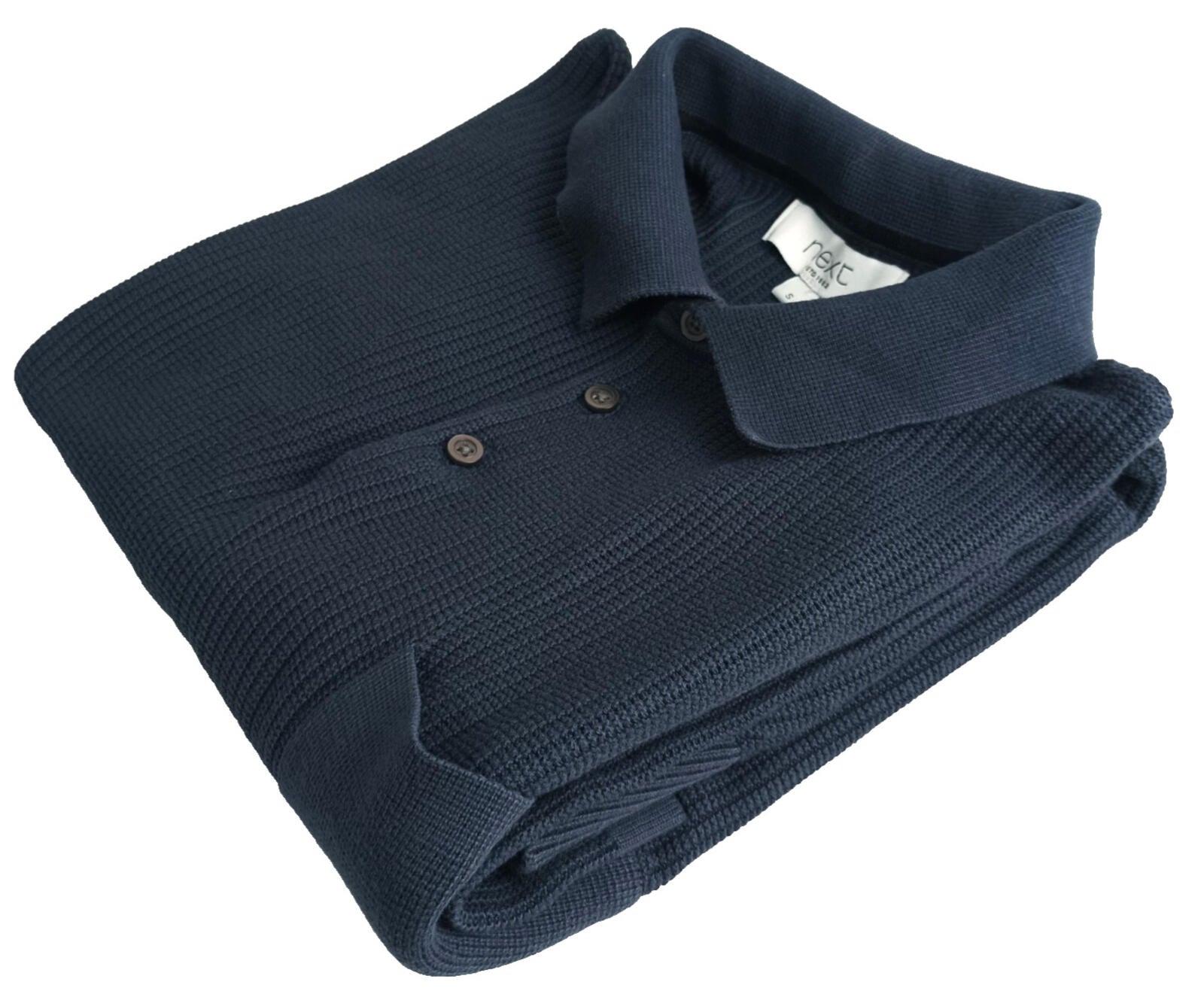 Next Textured Polo T-Shirt Men's UK Size S Blue Short Sleeve 100% Cotton Pocket