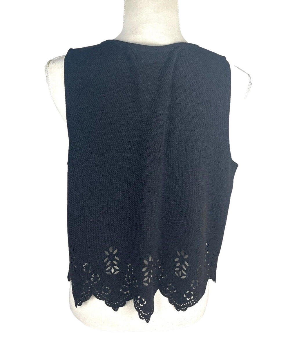 Select Crop Top Black Laser Cut Scallop Trim Women's UK Size 14