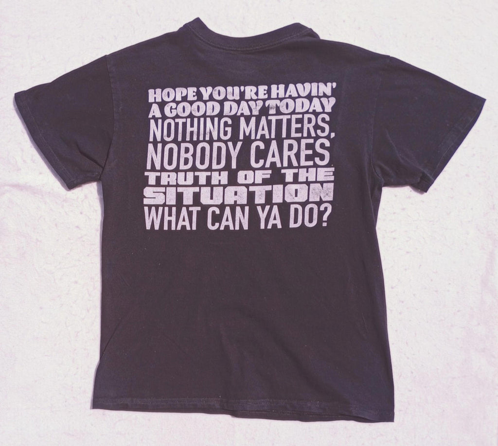 Graphic Print T-Shirt Men's UK Size M Black Crew Neck 100% Cotton Anxiety Theme