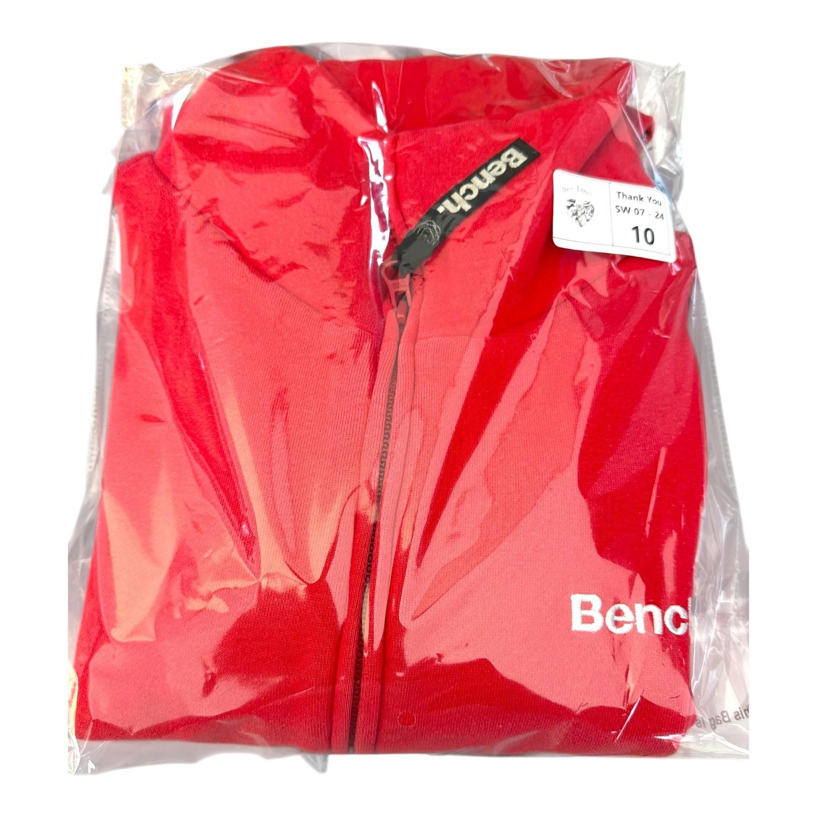 Bench Jacket Women's UK Size M Red Low Cut Stand Up Collar Jersey Zip Coat