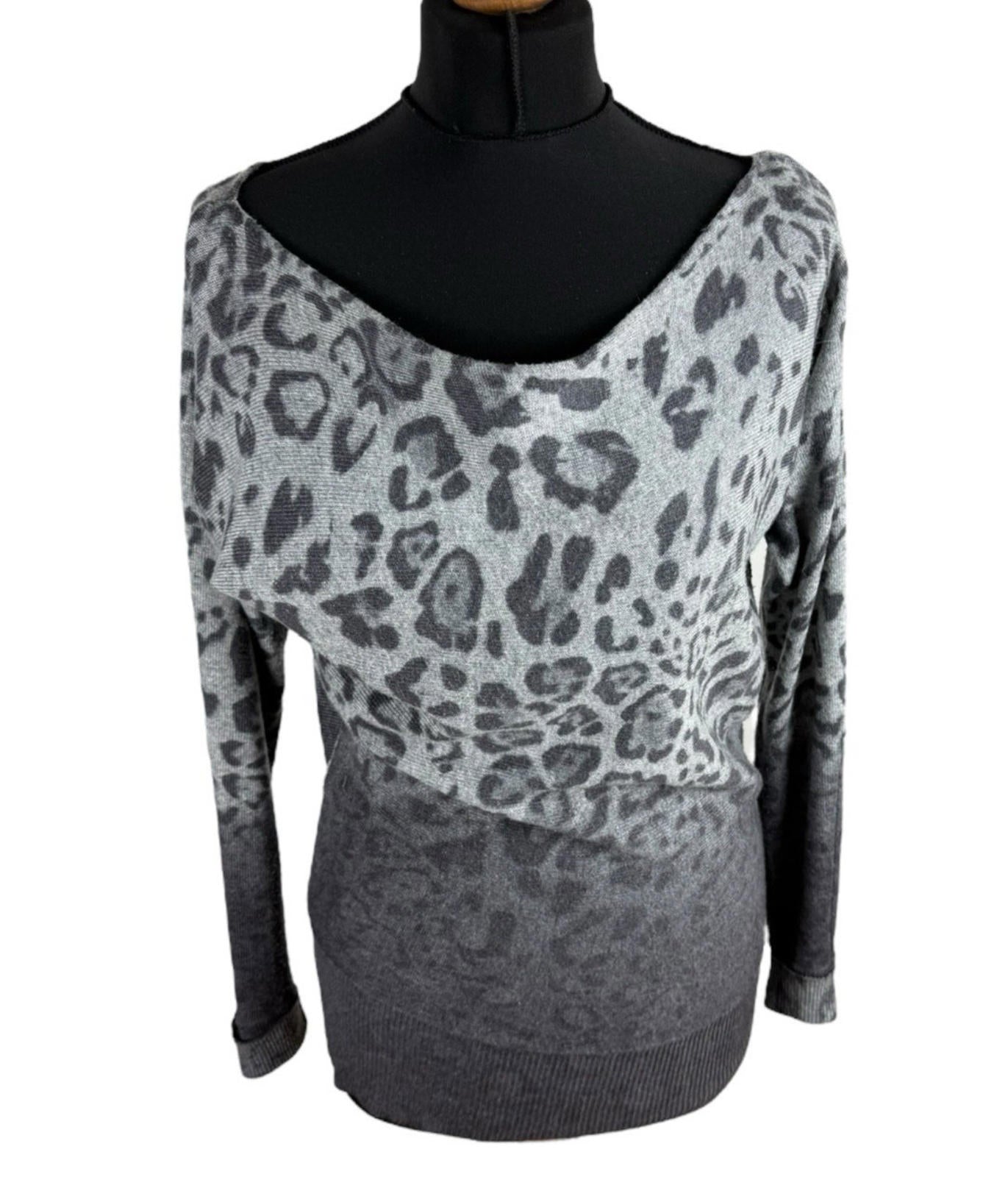 Inspire Collection Jumper Women's UK Size 10 S - M Grey Thin Leopard Print