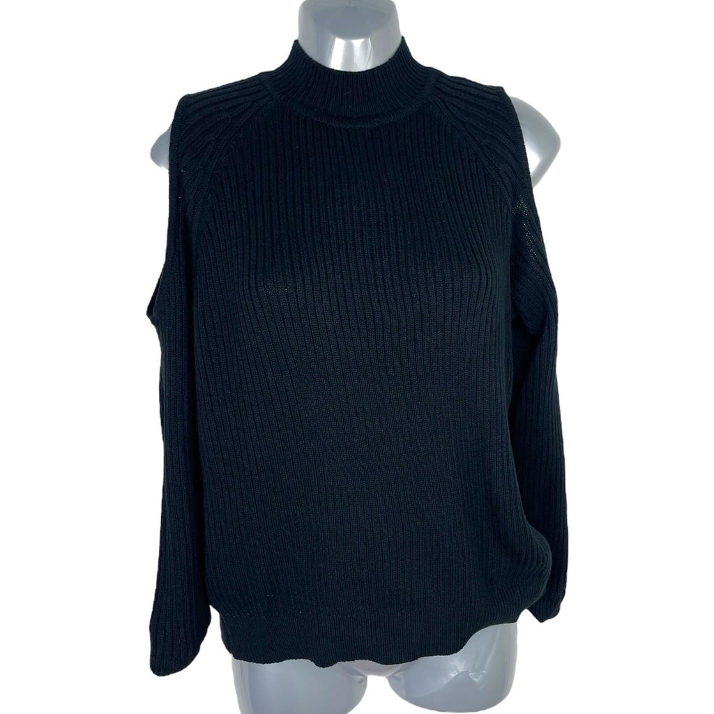 Divided Black Ribbed Jumper Cut Out Shoulder Women’s UK Size XS