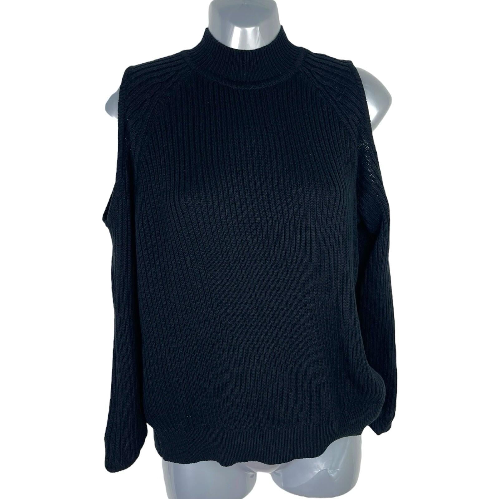 Divided Black Ribbed Jumper Cut Out Shoulder Women’s UK Size XS