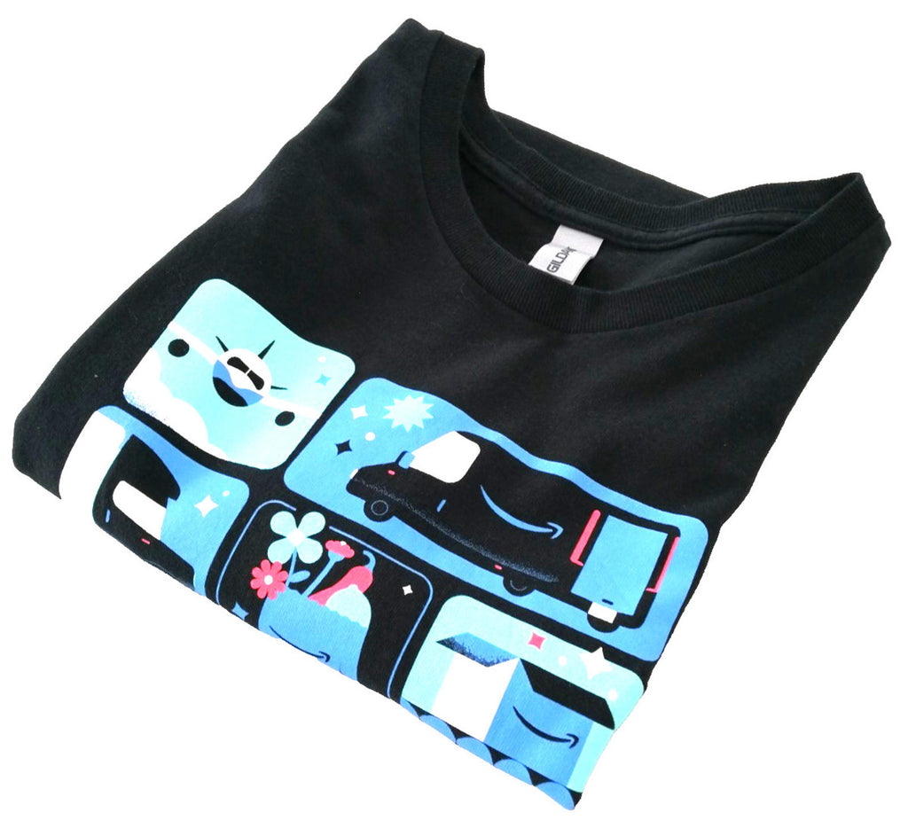 Online Shopping Graphic Print T-Shirt Men's Size XL Black Crew Neck 100% Cotton