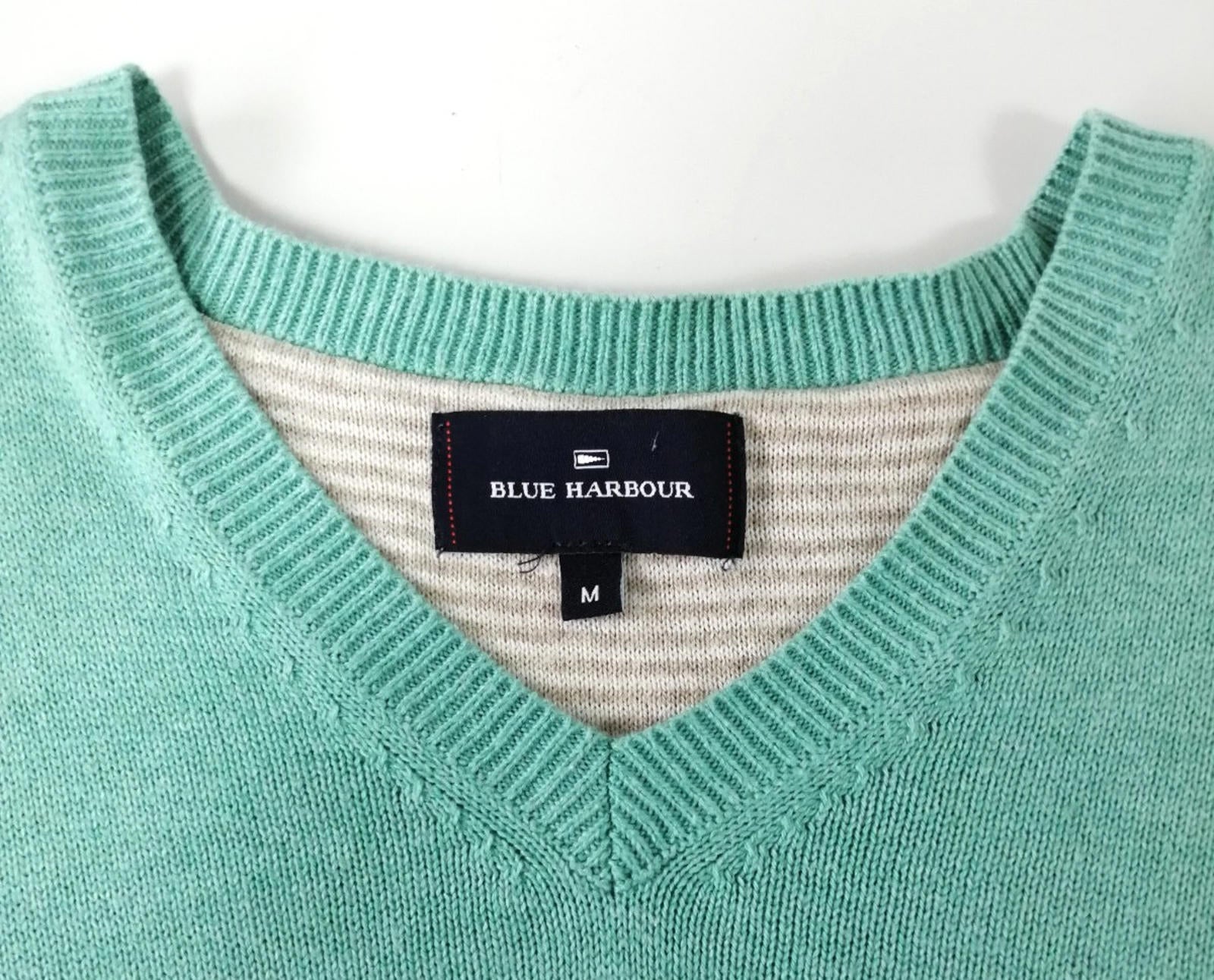 Blue Harbour Knit Jumper Men's Size M Teal Sweater Chest 38-40in 100% Cotton