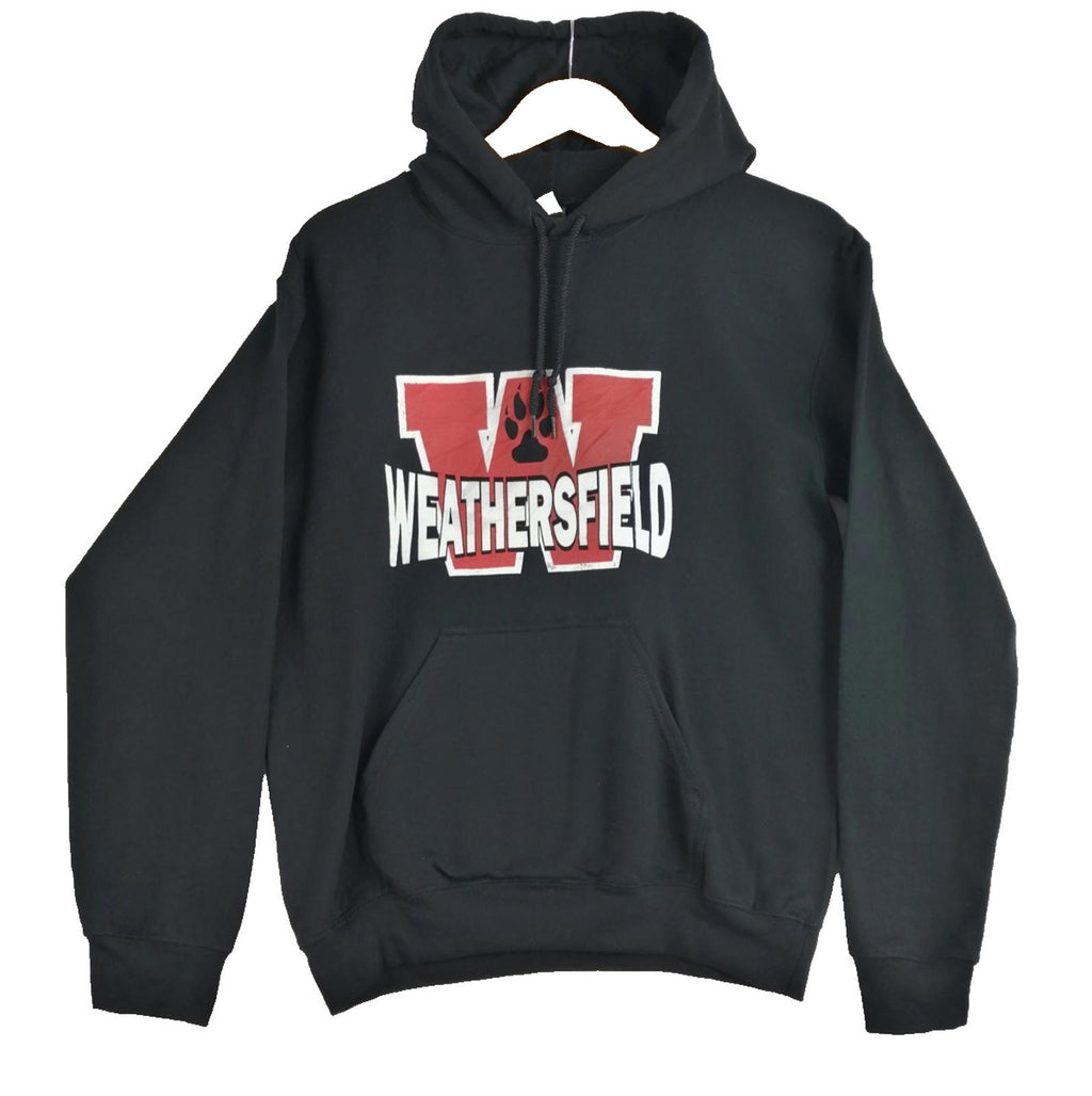 Weathersfield School Sports Hoodie Men's Size S Black Jersey Hooded Pockets