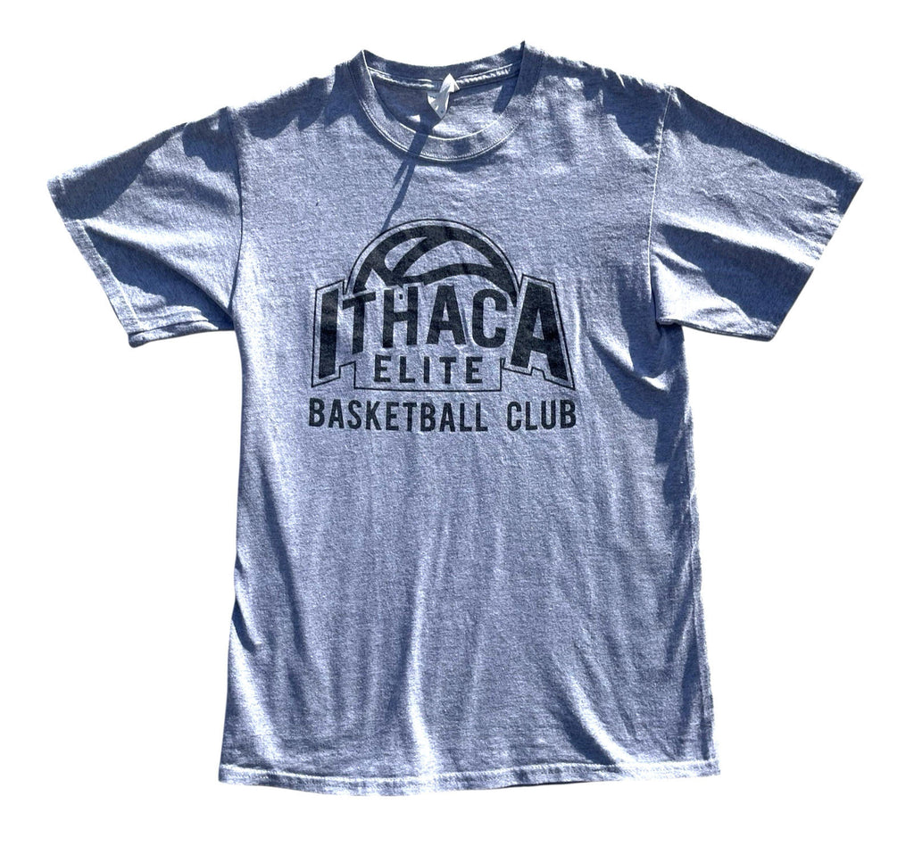 Ithaca Elite Basketball Club T-Shirt Men's Size S Grey Crew Neck Graphic Print