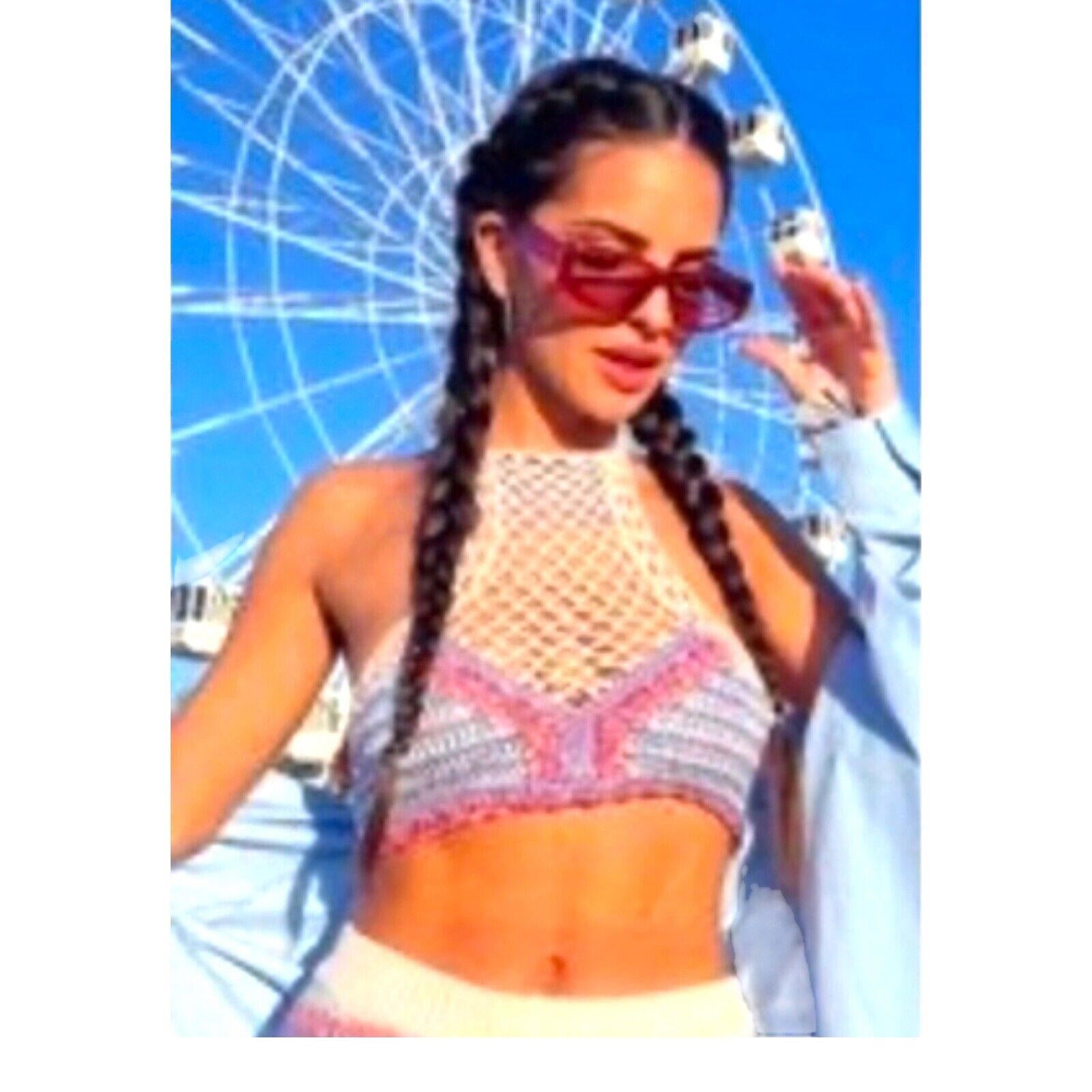 Zara Crochet Knit Halter Crop Top Summer Women's UK Size Large
