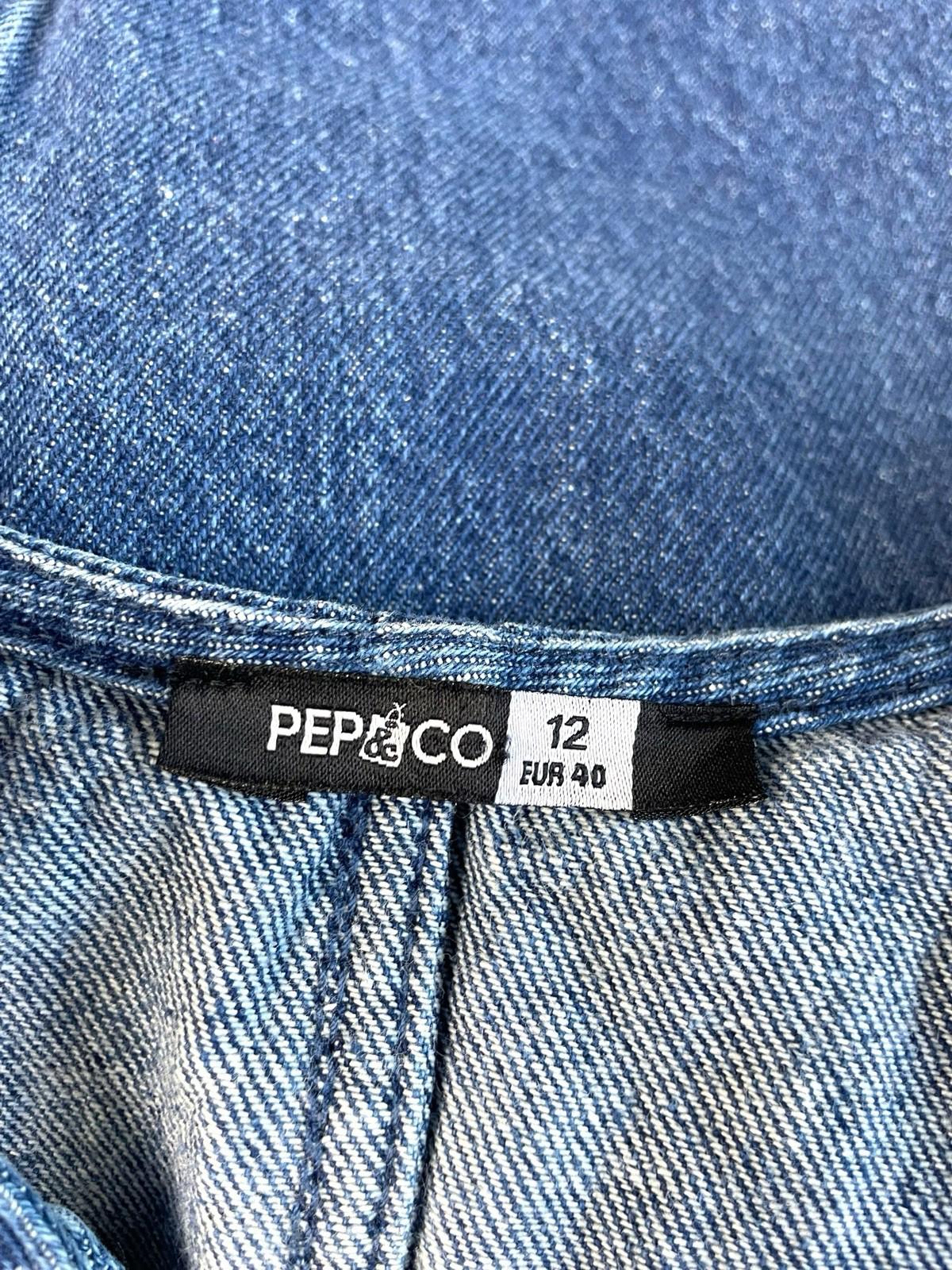 Pep & Co Dark Denim Pinafore Mini Dress Women’s UK Size 12
