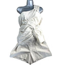 Beige Linen One Shoulder Playsuit Big Bow Detail Women’s UK Size S