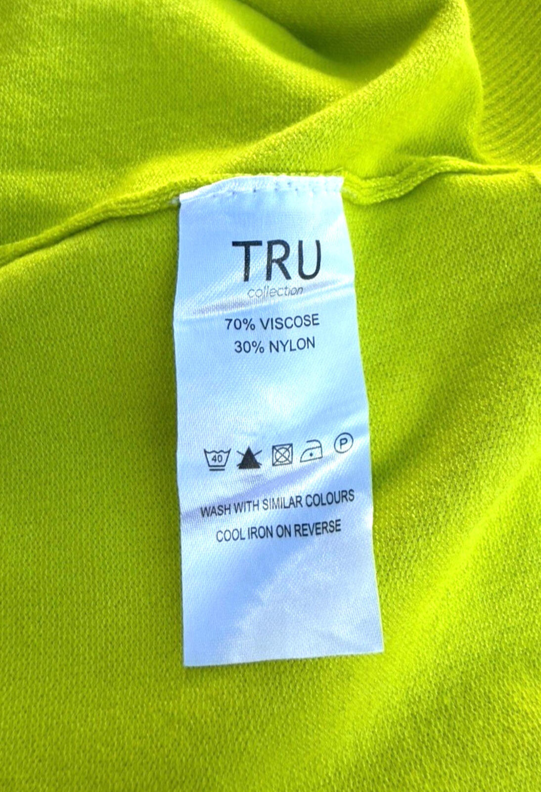 TRU Collection Neon Yellow Cardigan Open Front Women’s UK Size L