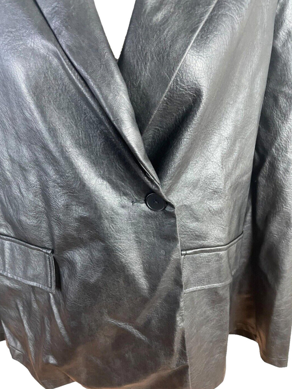 Pretty Little Thing Faux Leather Jacket Oversized Black Women's UK Size 8