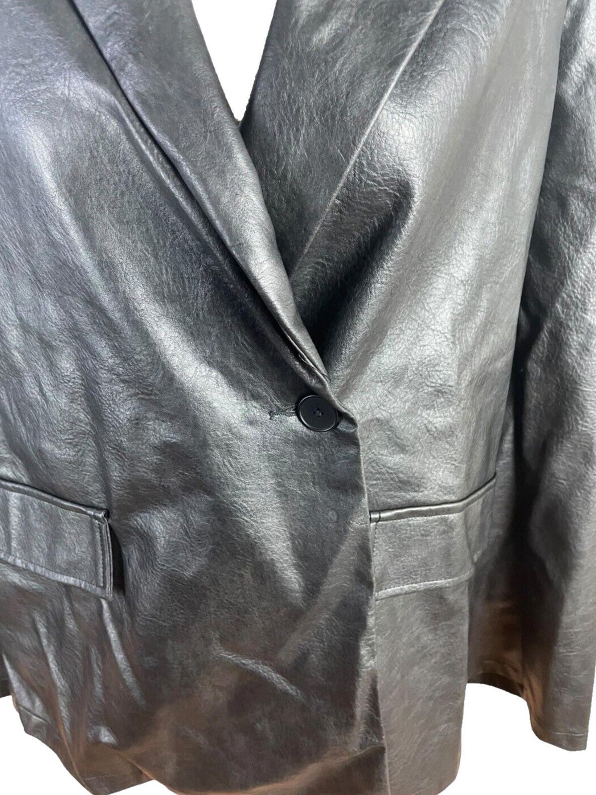 Pretty Little Thing Faux Leather Jacket Oversized Black Women's UK Size 8