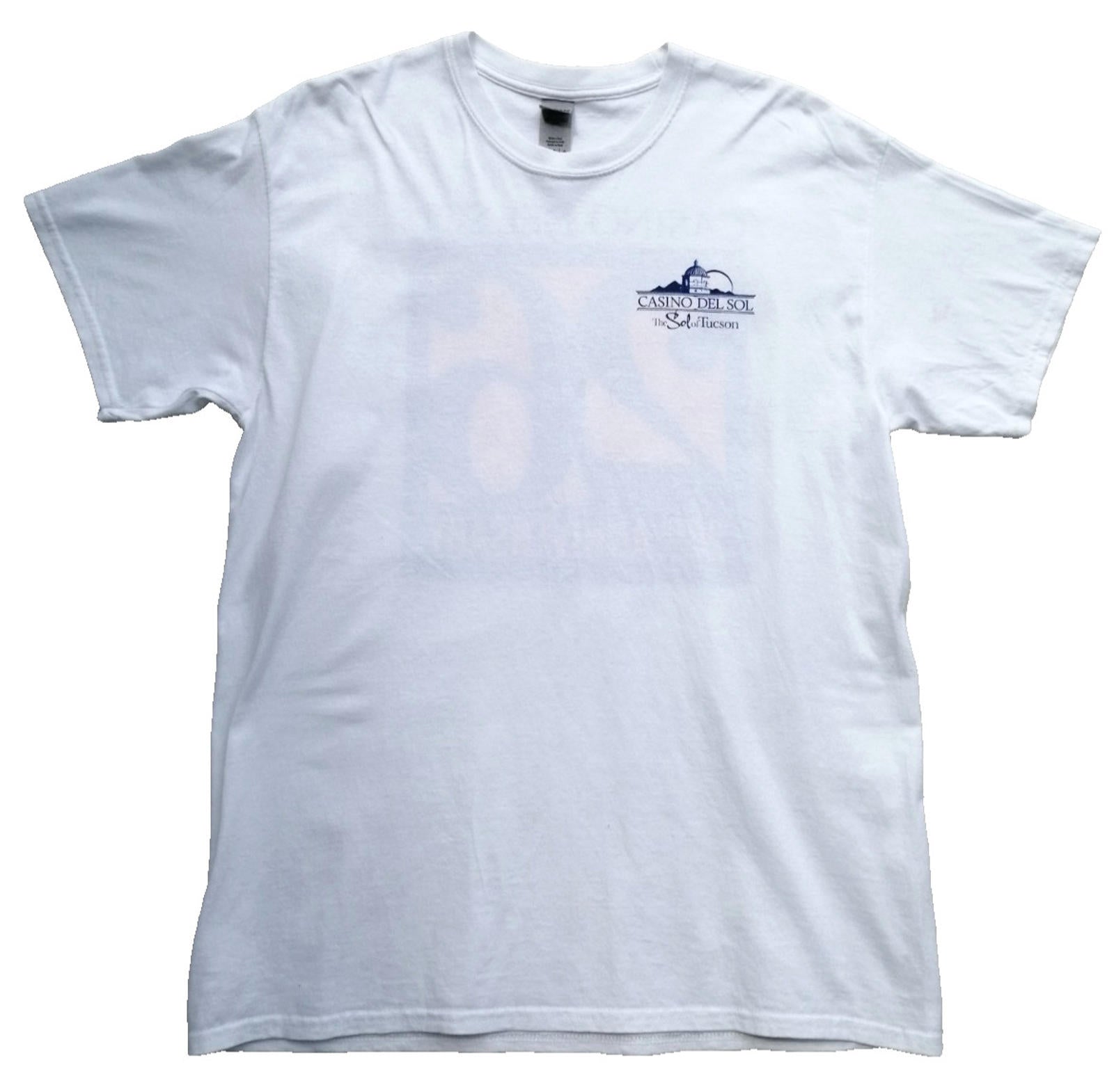 Graphic Print T-Shirt Men's US Size L White Crew Neck 100% Cotton
