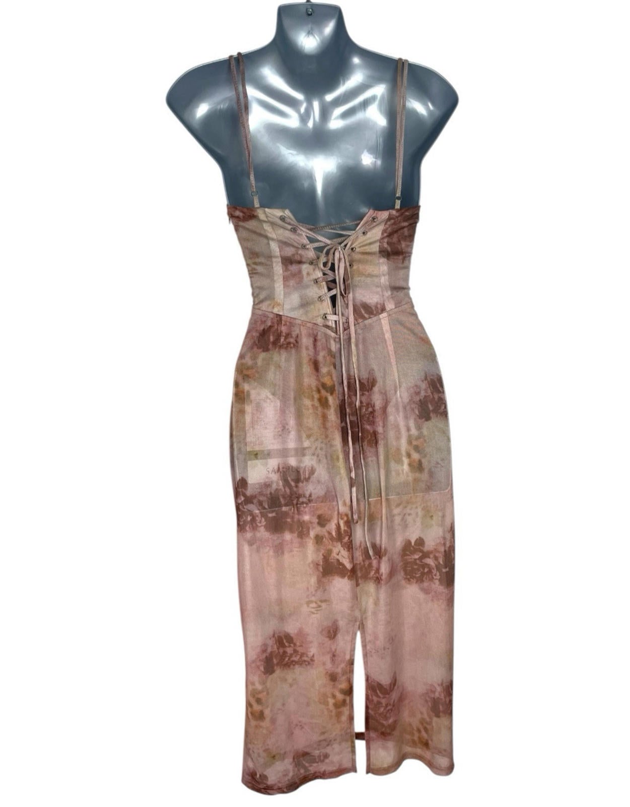Pretty Little Thing Chiffon Dress Women’s UK Size 10 Floral Cupped Cami Midaxi