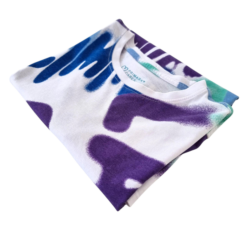 Primark T-Shirt Age 13 - 14 YRS Graphic Print Graffiti Crew Neck Jersey Tee