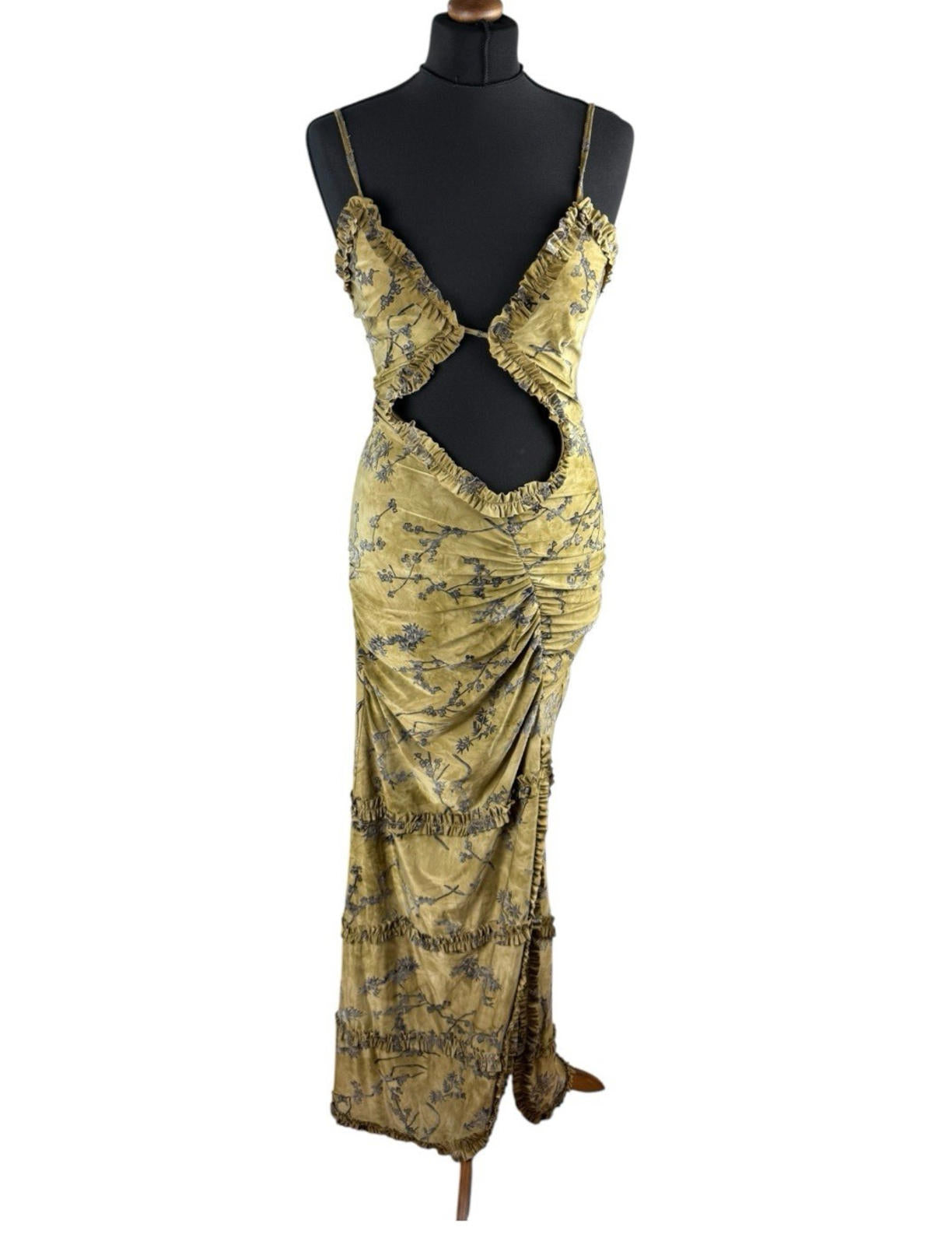 Pretty Little Thing Floral Bodycon Dress Women’s UK Size 8 Ruched Cut Out Waist