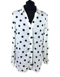 TU Polka Dot Shirt Blouse Women’s UK Size 10 Oversized Chiffon Button Up White
