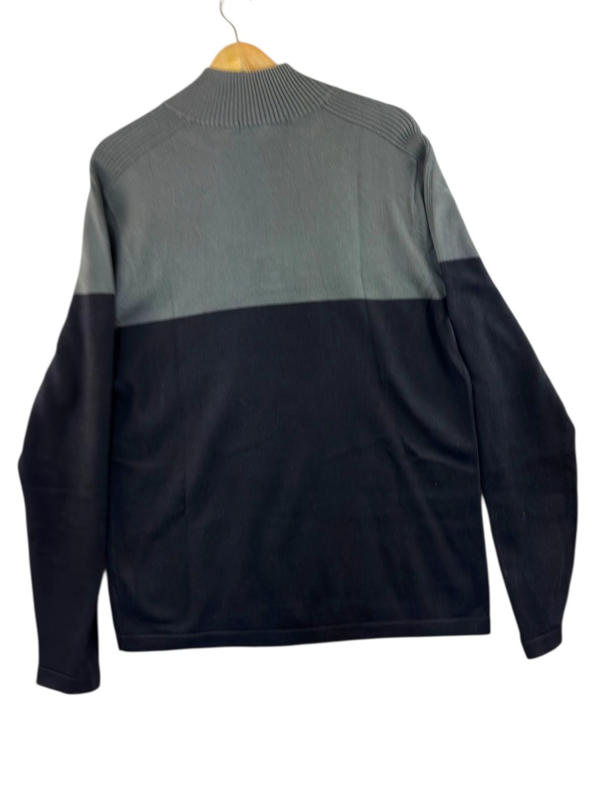 Calvin Klein Knit Jumper Men's UK Size L Black Grey 1/4 Zip Long Sleeve Pullover
