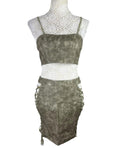 Pretty Little Thing Lace-Up Skirt & Croptop Set Women’s UK Size 8 Faux Leather