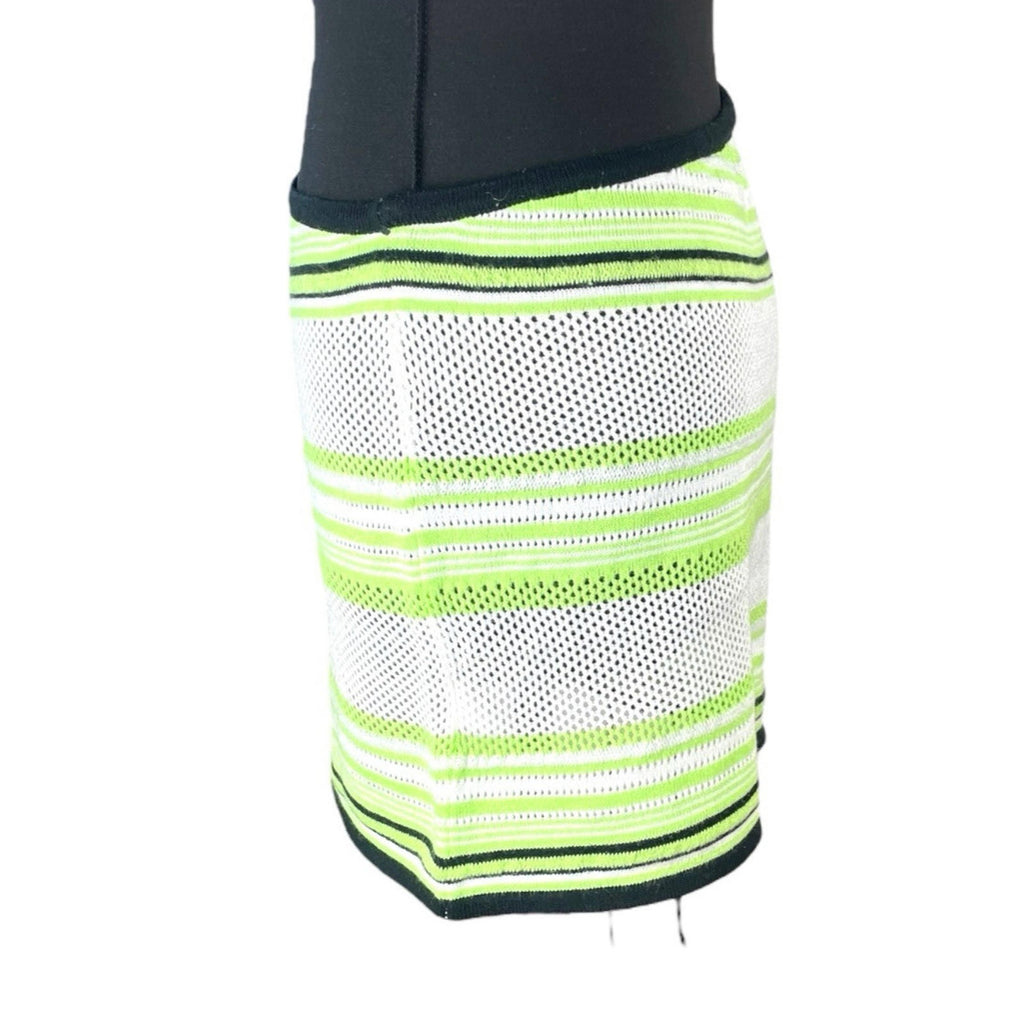 Pretty Little Thing Knit Skirt Women’s UK Size 10 Green Striped Sheer Summer