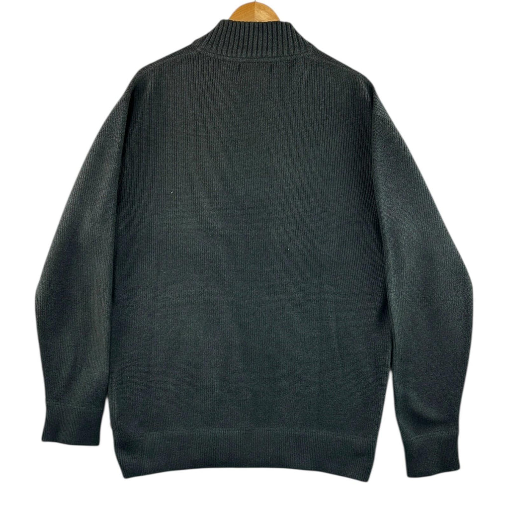 Eddie Bauer Knit Jumper Men's UK Size L Grey 1/4 Zip Long Sleeve Sweater