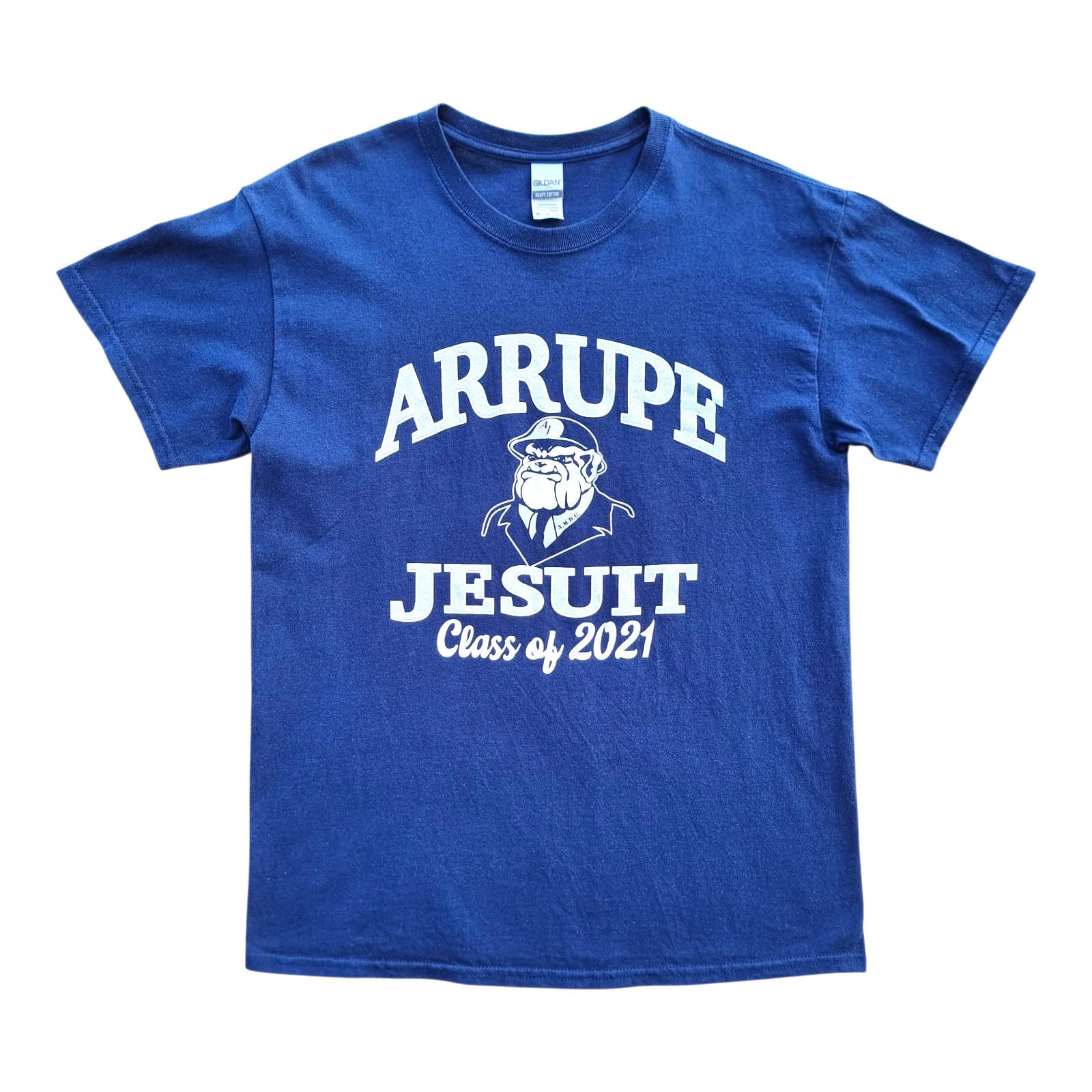 Arrupe Jesuit Graphic Print T-Shirt Men's UK Size M Blue Crew Neck 100% Cotton