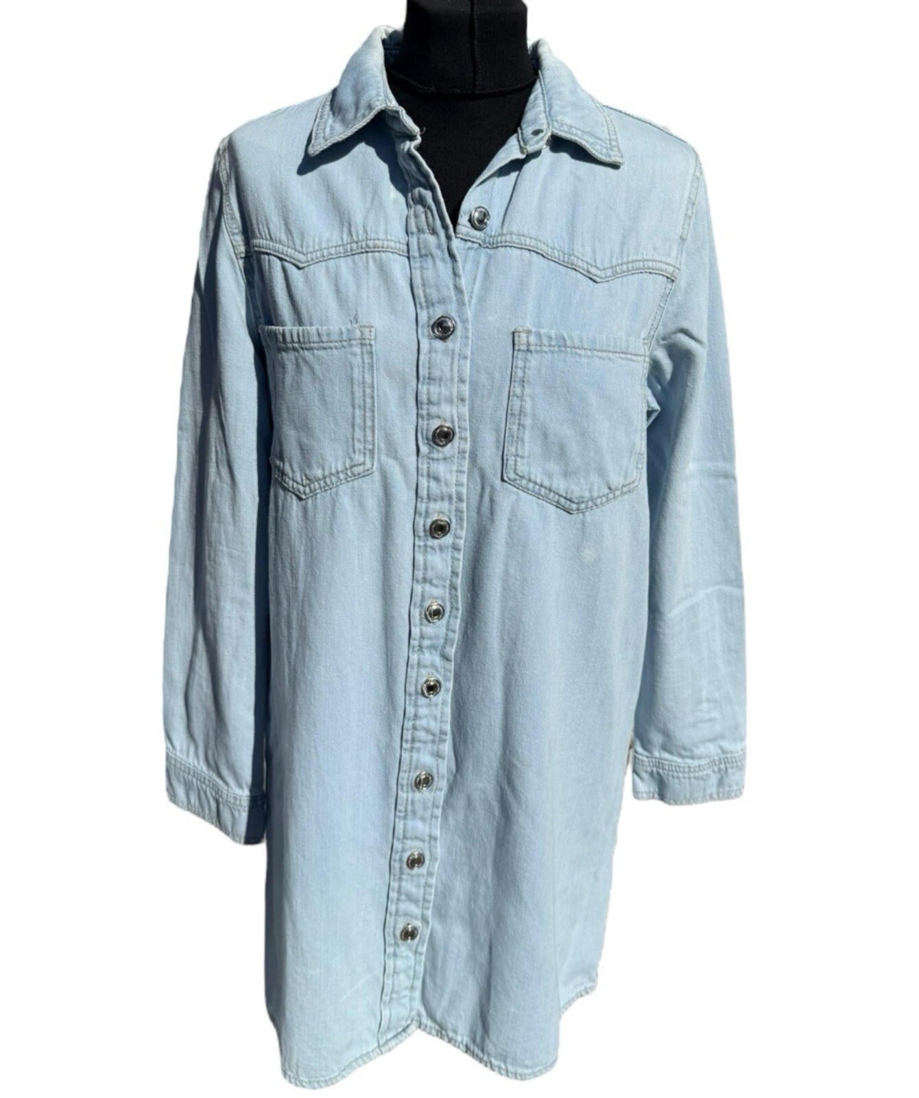 Denim Co Light Denim Shirt Jacket Shacket Collared Long Women’s UK Size 12
