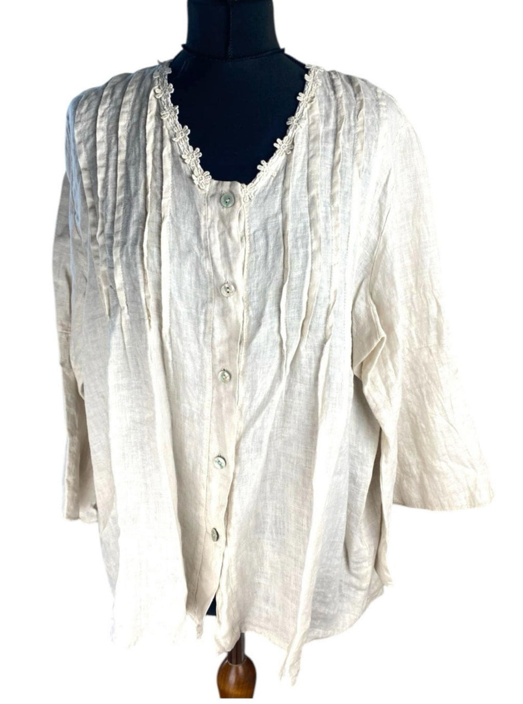 Diverse Beige Linen  Blouse Women’s UK Size L (12-14)