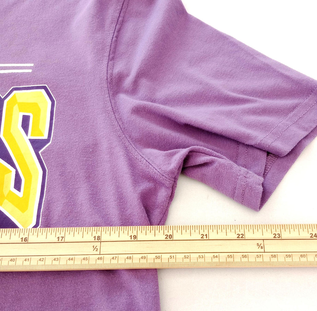 NBA Graphic Print T-Shirt Men's UK Size M Lilac Crew Neck Cotton Rich Lakers